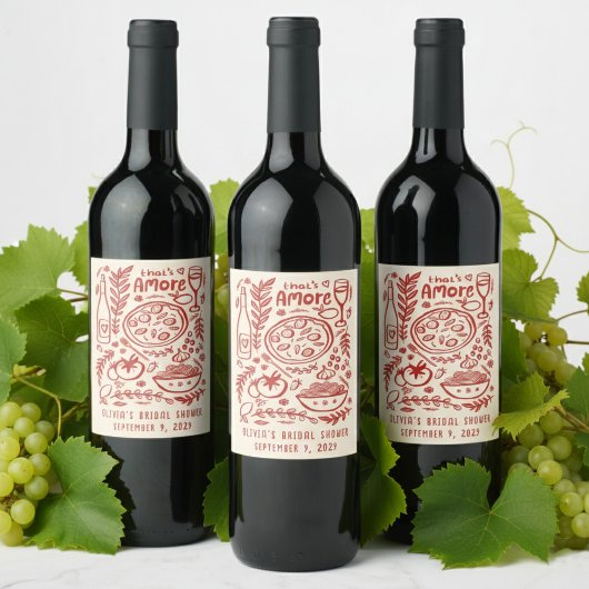 That's Amore Italian Food CUSTOM Bridal Shower Wijn Etiket