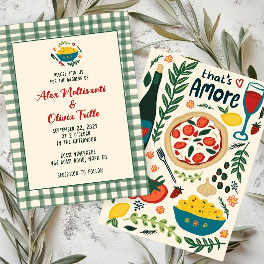 That's Amore Italian Food CUSTOM Plaid Wedding Kaart
