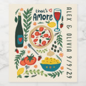That's Amore Italian Food CUSTOM Wedding Favor Wijn Etiket (Enkel label)