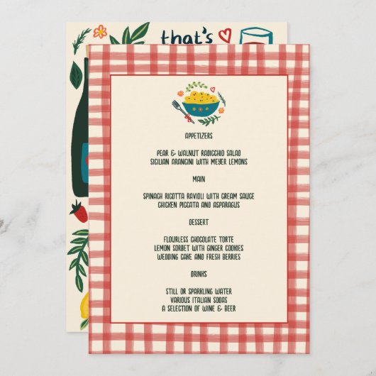That's Amore Italian Food Love Whimsical CUSTOM Menu (Voorkant / Achterkant)