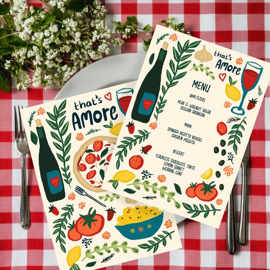 That's Amore Italian Food Love Whimsical CUSTOM Menu