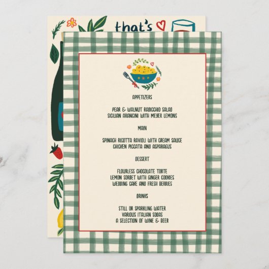 That's Amore Italian Food Love Whimsical CUSTOM Menu (Voorkant / Achterkant)