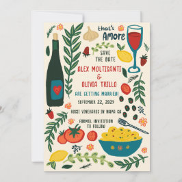 That's Amore Italian Food SAVE THE DATE Engagement Kaart