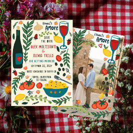 That's Amore Italian Food SAVE THE DATE Engagement Kaart