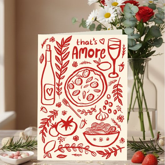 That's Amore Italian Food Valentine Love Whimsical Kaart