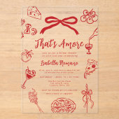 That's Amore Italian Hand drawn Bridal Shower Acryl Uitnodigingen (Voorkant)
