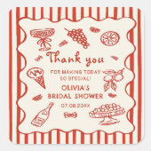 That's Amore Italian Hand Drawn Bridal Shower Vierkante Sticker (Voorkant)