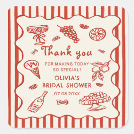 That's Amore Italian Hand Drawn Bridal Shower Vierkante Sticker