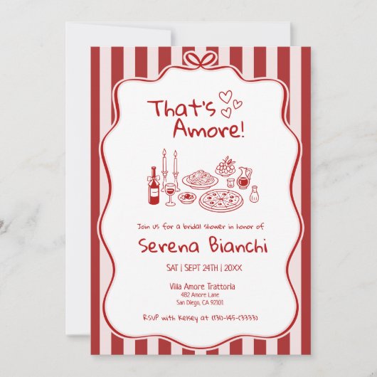 Thats Amore Italian Pizza Stripe bridal shower   Kaart (Voorkant)