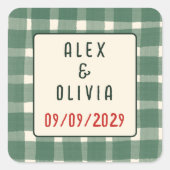 That's Amore Italian Plaid CUSTOM Wedding  Vierkante Sticker (Voorkant)