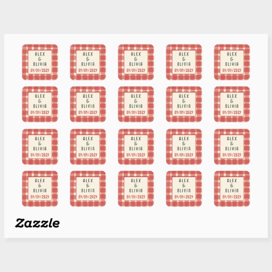 That's Amore Italian Plaid CUSTOM Wedding  Vierkante Sticker (Vel)