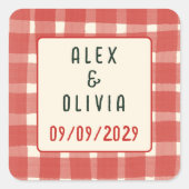 That's Amore Italian Plaid CUSTOM Wedding  Vierkante Sticker (Voorkant)