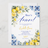 That's Amore Lemon Blue Frame Roses Bridal Shower  Kaart (Voorkant)
