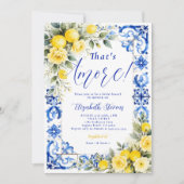 That's Amore Lemon Blue Tile Floral Bridal Shower  Kaart (Voorkant)