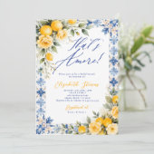 Thats Amore Lemon Blue Tile Italian Bridal Shower  Kaart (Staand voorkant)