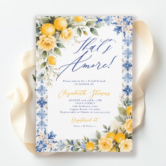 Thats Amore Lemon Blue Tile Italian Bridal Shower  Kaart