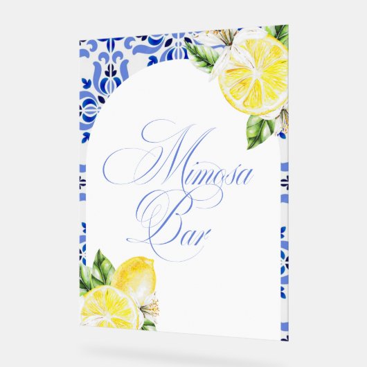 That's Amore Lemon Italian Blue Tile Bridal Shower Acryl Bord (Hoek)