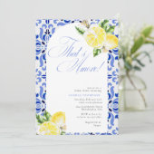 That's Amore Lemon Italian Blue Tile Bridal Shower Kaart (Staand voorkant)