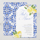 That's Amore Lemon Italian Blue Tile Bridal Shower Kaart (Voorkant / Achterkant)