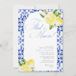 That's Amore Lemon Italian Blue Tile Bridal Shower Kaart