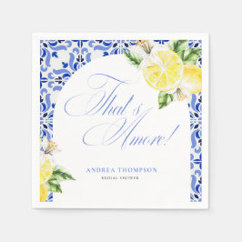 That's Amore Lemon Italian Blue Tile Bridal Shower Servet