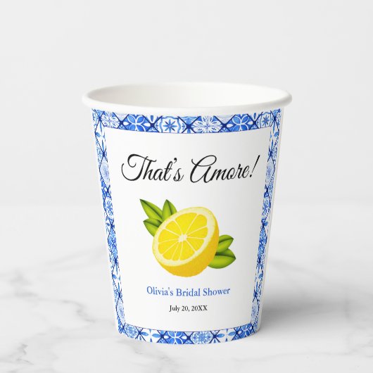 That's Amore | Mediterrane bruiloft met citroen th Papieren Bekers (Achterkant)