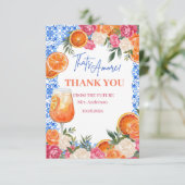 Thats amore mediterranean blue tiles bridal shower bedankkaart (Staand voorkant)