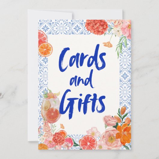 Thats amore mediterranean blue tiles bridal shower kaart (Voorkant)