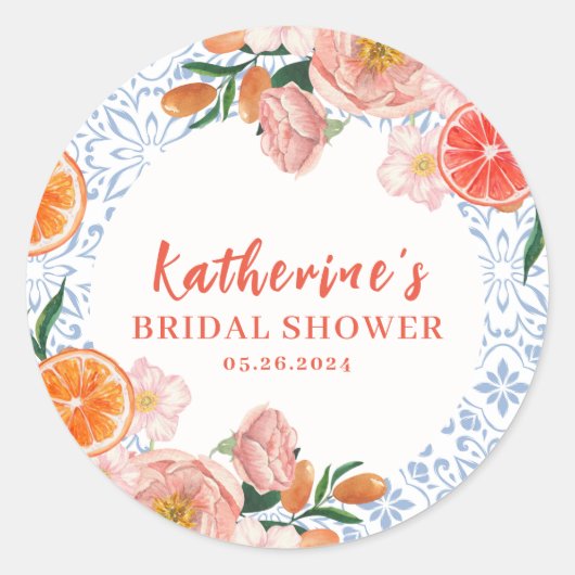 Thats amore mediterranean citrus Bridal shower Ronde Sticker (Voorkant)
