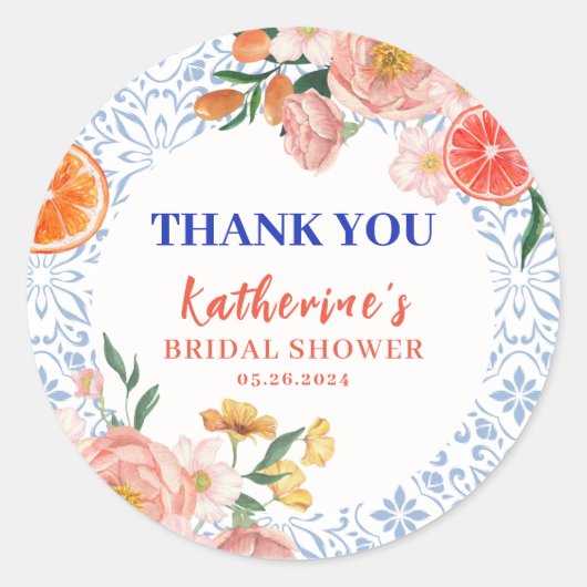 Thats amore mediterranean citrus Bridal shower  Ronde Sticker (Voorkant)