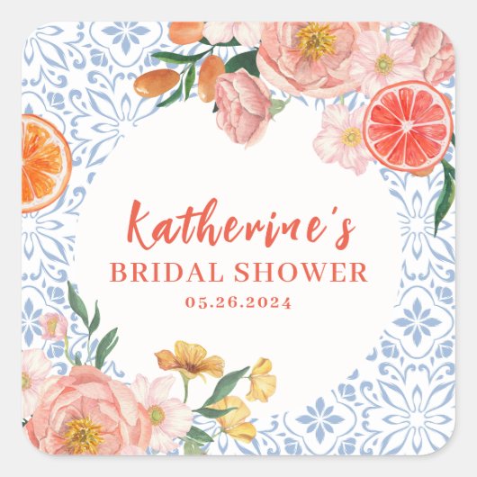 Thats amore mediterranean citrus Bridal shower  Vierkante Sticker (Voorkant)