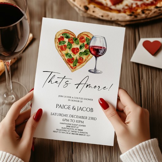 That's Amore! Pizza Wine Wedding Couples Shower Kaart