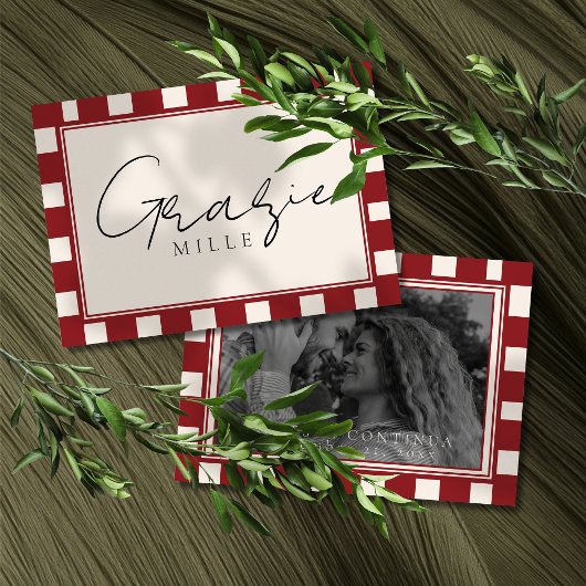 That's Amore Red Checkered Bridal Shower  Bedankkaart