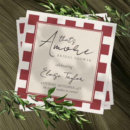 That's Amore Red Checkered Bridal Shower Servet