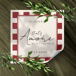 That's Amore Red Checkered Bridal Shower Vierkante Sticker