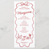That's Amore Red Doodle Frame Bridal Shower Menu (Voorkant)