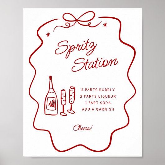 That's Amore Red Doodle Frame Spritz Station Small Poster (Voorkant)