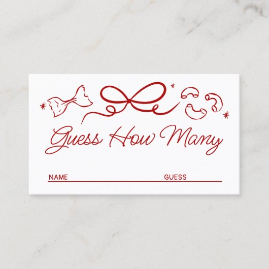 That's Amore, Red Doodle Guess How Many Game Card Informatiekaartje (Voorkant)