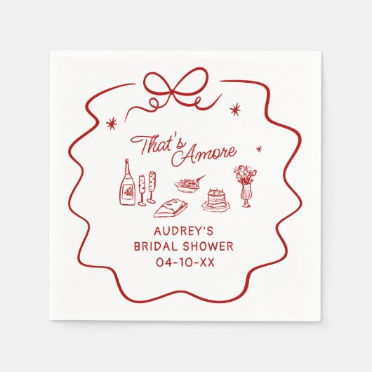 That's Amore, Red Doodle Personalized Shower Servet (Voorkant)