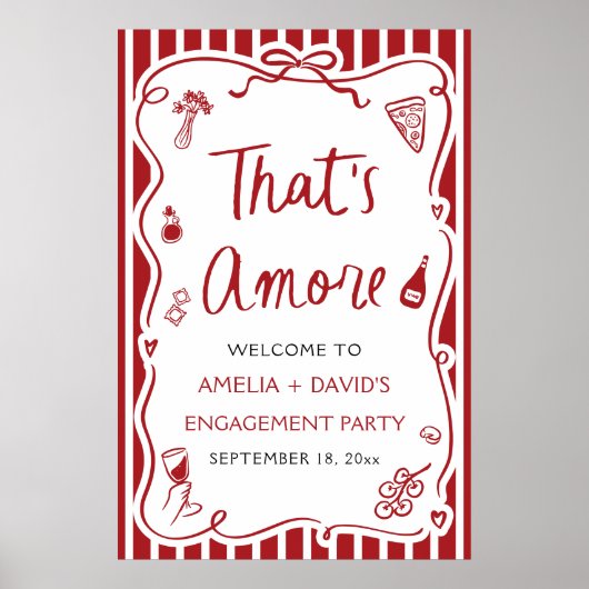 That's Amore Red Italian Engagement Party Welcome Poster (Voorkant)