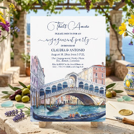 That's Amore Watercolor Venice Engagement Party Kaart