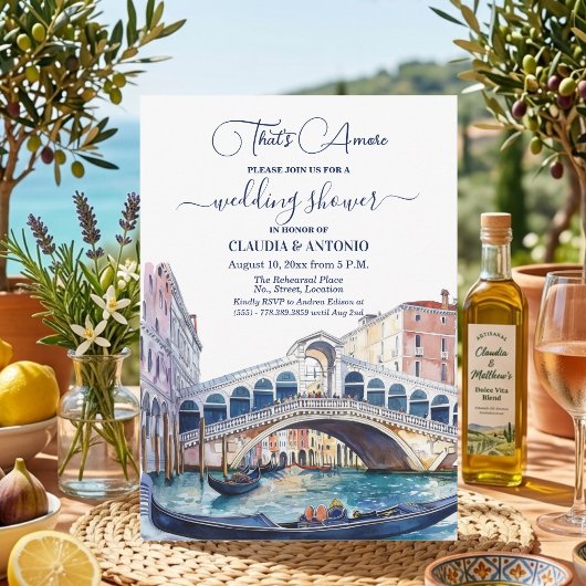 That's Amore Watercolor Venice Wedding Shower Kaart