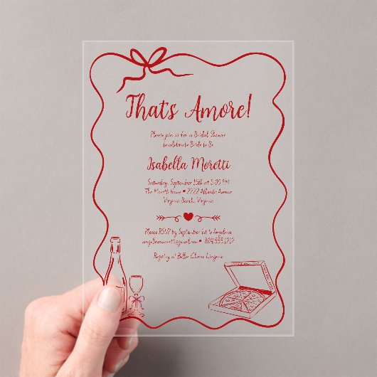 That's Amore Whimsical Hand Drawn Bridal Shower Acryl Uitnodigingen (Insitu (Draagbaar))