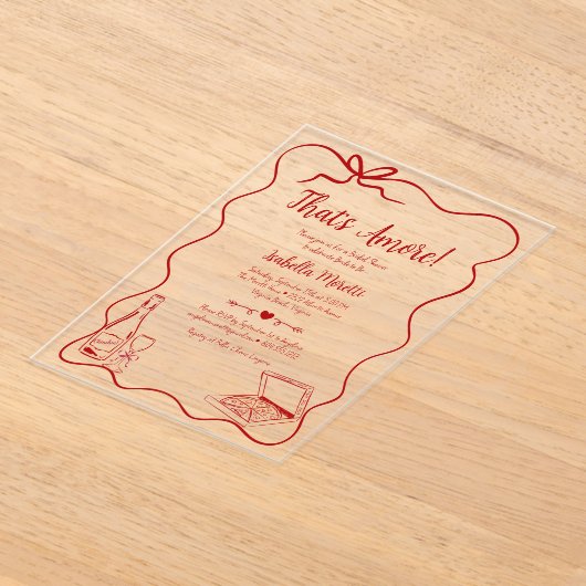 That's Amore Whimsical Hand Drawn Bridal Shower Acryl Uitnodigingen (Laagn)