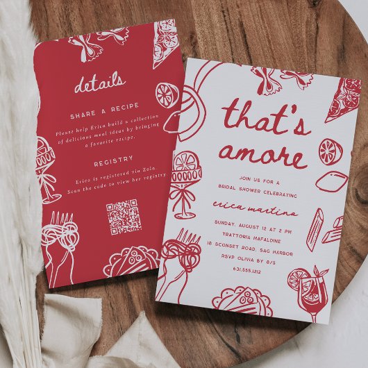 "That's Amore" Whimsical Italiaans Bruidsfeest Kaart