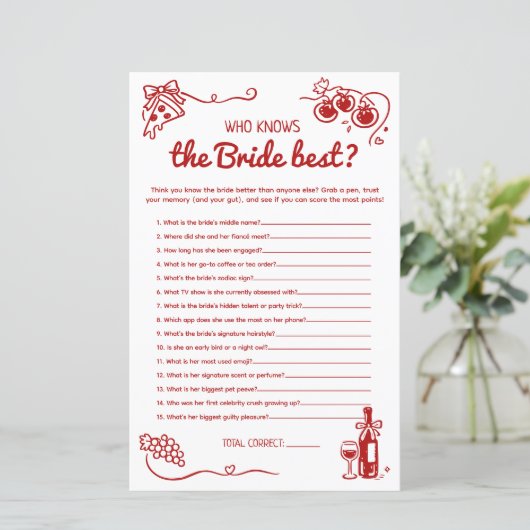 That's Amore Who Knows the Bride Best Bridal Game (Staand voorkant)