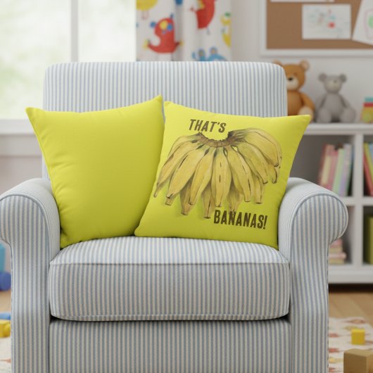 That's Bananas Funny Yellow Cotton Throw Pillow Kussen