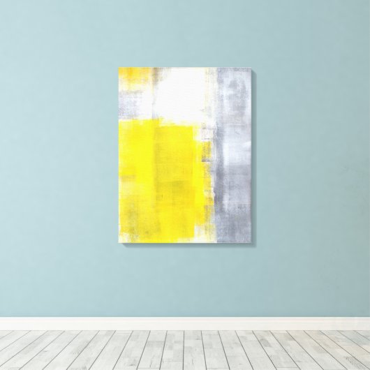 'That's It' Grijze en Gele Abstracte Kunst Canvas Afdruk (Insitu (Houten vloer))
