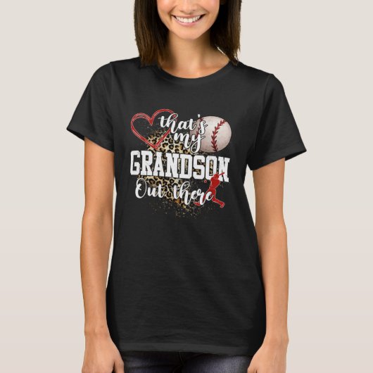 That's My Grandson Out There Baseball Grandma Moth T-shirt (Voorkant)