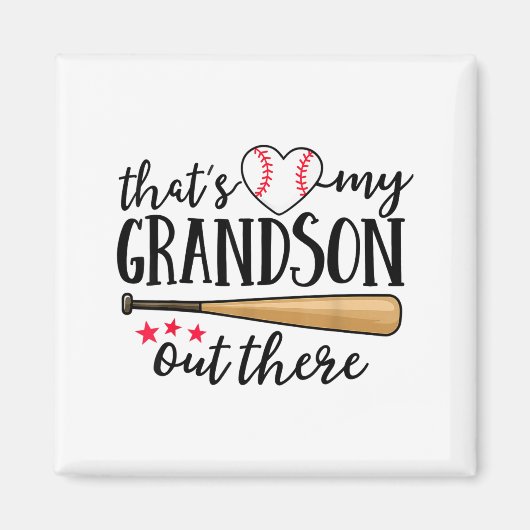 That's My Grandson Out There Baseball Grandma Squa Magneet (Voorkant)